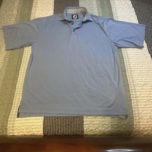 FootJoy ProDry Lisle Mens Golf Polo Shirt Light Blue Striped Collar Size Medium